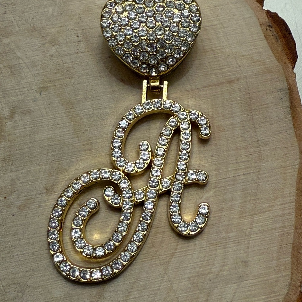 Gold plated Initial Pendant with Crystals